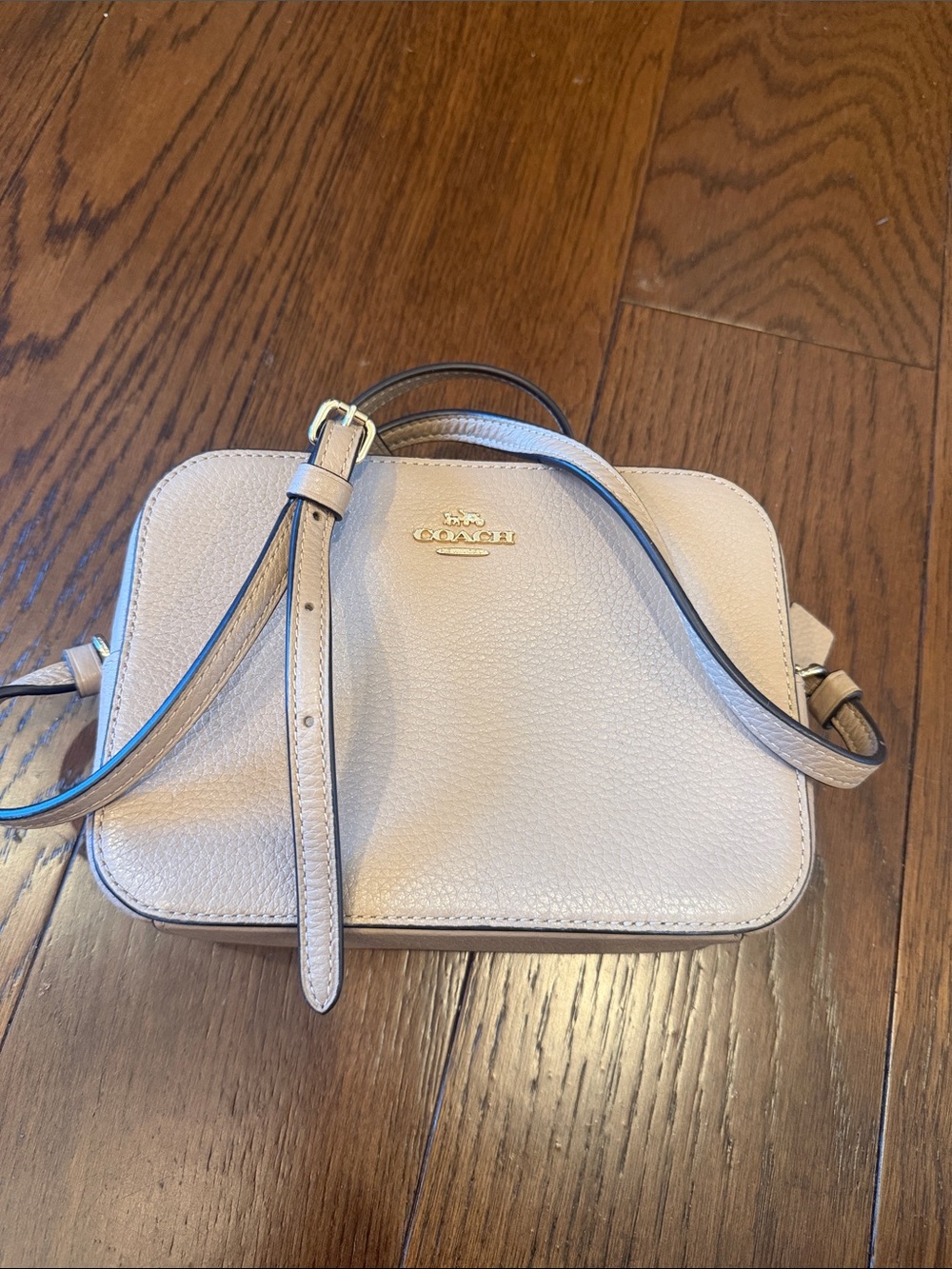 Coach Pebbled Leather Crossbody Bag in Light Tan/Cream
